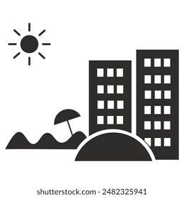 vacation symbol, beach icon, hot summer, flat vector illustration on a white background