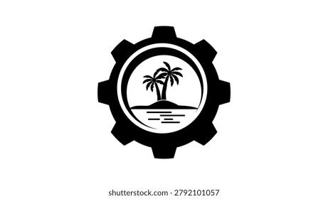 Vacation symbol, black isolated vector silhouette