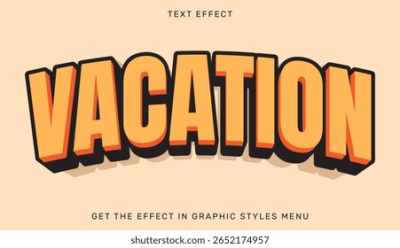 Vacation text effect in 3d design