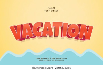 Efecto de texto de vacaciones editable tema de estilo 3d vacaciones de verano