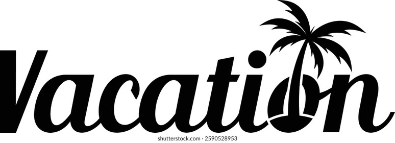 vacation text logo with plam tree vector