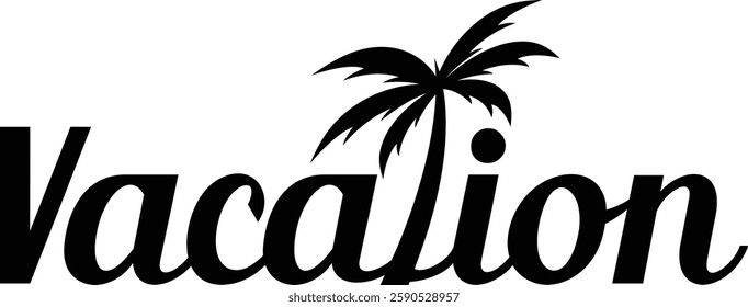 vacation text logo with plam tree vector