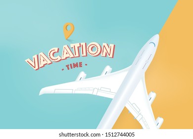 Vacation time with airplane banner design, banner website. vector