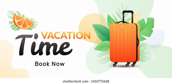 Vacation time horizontal banner template. Vector concept of summer vacation for ads, marketing materials, online sales, posters, covers.