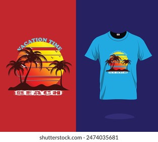 Vacation time with summer sun and palm trees