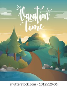 Vacation time for traveling in the forest illustration.vector