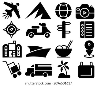 vacation tourism travel thick line,Travel icons set Tourism simple icon collection