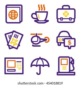 Vacation and transport vector mobile icons, tour infographics symbols.