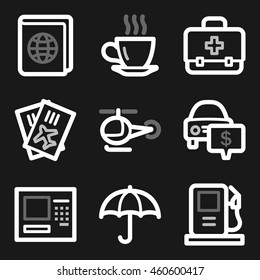 Vacation and transport vector mobile icons, tour infographics symbols.