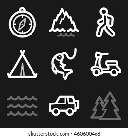 Vacation and transport vector mobile icons, tour infographics symbols.