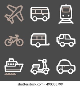 Vacation and transport vector mobile icons, tour infographics symbols.