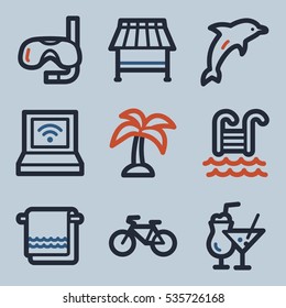 Vacation and transport vector mobile icons, tour infographics symbols.