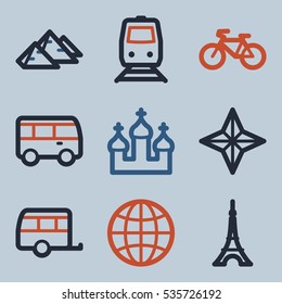Vacation and transport vector mobile icons, tour infographics symbols.