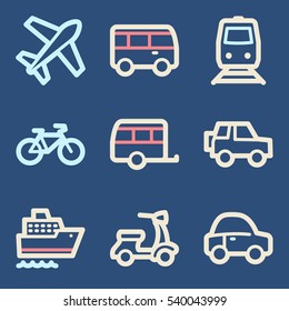 Vacation and transport vector mobile icons, tour infographics symbols.