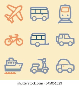 Vacation and transport vector mobile icons, tour infographics symbols.
