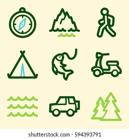 Vacation and transport vector mobile icons, tour infographics symbols.