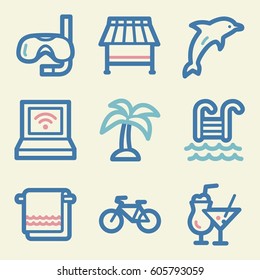 Vacation and transport vector mobile icons, tour infographics symbols.