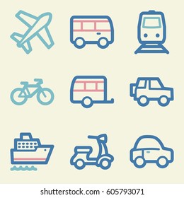 Vacation and transport vector mobile icons, tour infographics symbols.