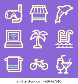 Vacation and transport vector mobile icons, tour infographics symbols.