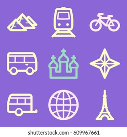 Vacation and transport vector mobile icons, tour infographics symbols.