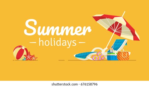 Vacation, travel, vacation. Beach umbrella, beach chair.
