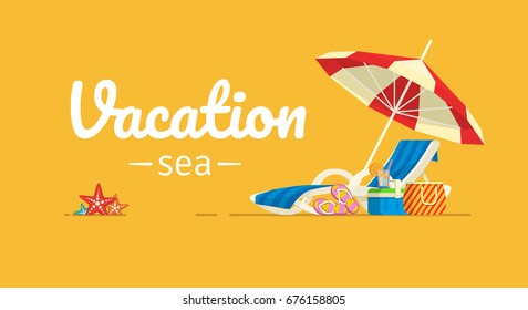 Vacation, travel, vacation. Beach umbrella, beach chair.