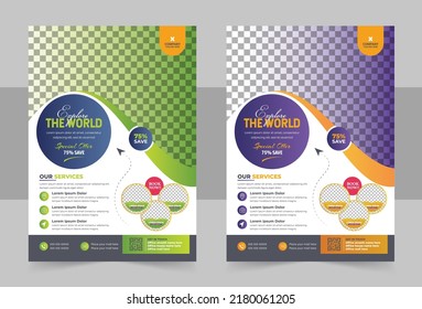 Vacation travel brochure flyer design template, Travel poster or flyer pamphlet brochure design layout. travel flyer design template, tour flyer, tourism color