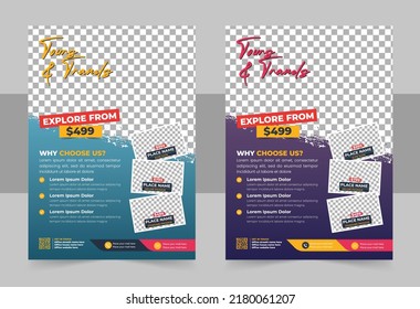 Vacation Travel Brochure Flyer Design Template, Travel Poster Or Flyer Pamphlet Brochure Design Layout. Travel Flyer Design Template, Tour Flyer, Tourism Color