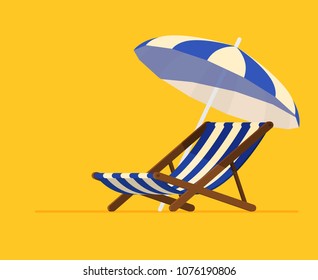 Vacation and travel concept. Beach umbrella, beach chair.