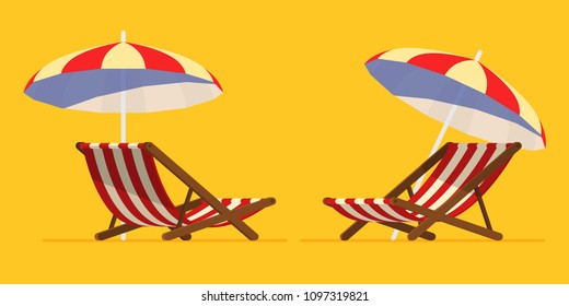 Vacation and travel concept. Beach umbrella, beach chair.
