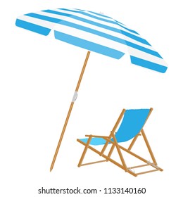 Vacation and travel concept. Beach umbrella, beach chair.