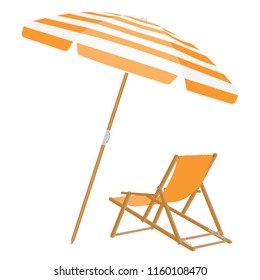 Vacation and travel concept. Beach umbrella, beach chair.