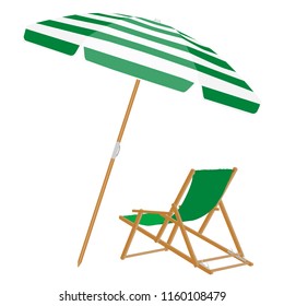Vacation and travel concept. Beach umbrella, beach chair.