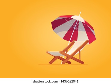 Vacation and travel concept. Beach umbrella, beach chair.