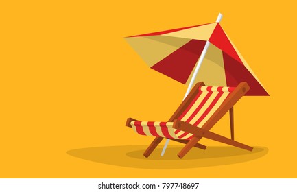 Vacation and travel concept. Beach umbrella, beach chair.