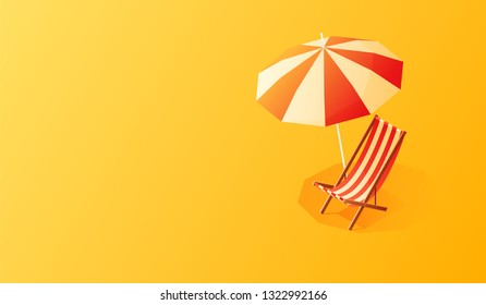 Vacation and travel concept. Umbrella, beach. Flat style vector illustration