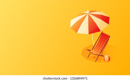 Vacation and travel concept. Umbrella, beach. Flat style vector illustration