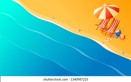 Vacation and travel concept. Umbrella, beach. Flat style vector illustration