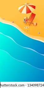 Vacation and travel concept. Umbrella, beach. Flat style vector illustration