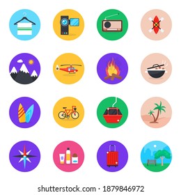 
Vacation and Travel Flat Icons Pack 