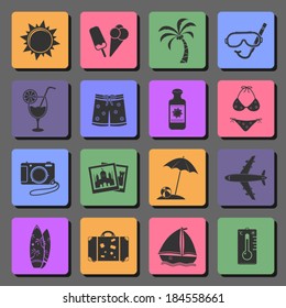 Vacation and travel flat icons set