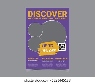 Vacation travel flyer design template.