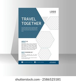 Vacation travel flyer design template.  Summer beach holiday promotion flyer with agency Traveling business marketing poster. Travelling web banner, with abstract  travel flayer.