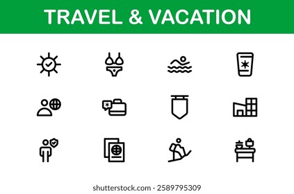 Vacation and Travel Icon Collection. High-Quality Icons for Trip Planning, Exploration, and Travel Experiences