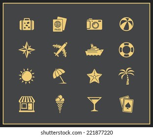 Vacation and travel icon set. Vector illustration