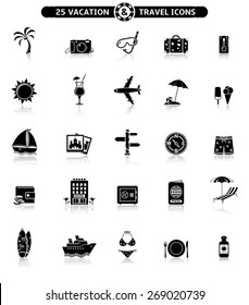 Vacation & travel icons with reflection