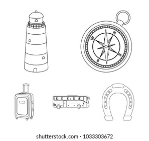 Vacation, travel, lighthouse, compass .Rest and travel set collection icons in outline style vector symbol stock illustration web.