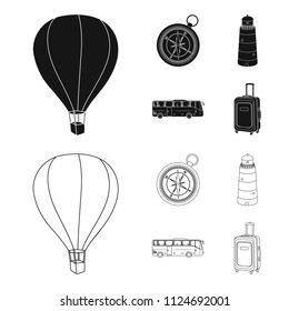 Vacation, travel, lighthouse, compass .Rest and travel set collection icons in black,outline style vector symbol stock illustration web.