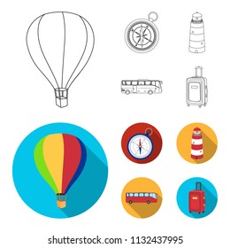 Vacation, travel, lighthouse, compass .Rest and travel set collection icons in outline,flat style vector symbol stock illustration web.