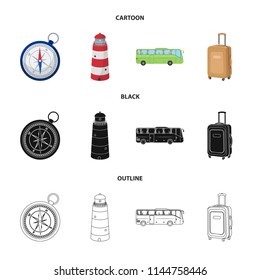 Vacation, travel, lighthouse, compass .Rest and travel set collection icons in cartoon,black,outline style vector symbol stock illustration web.